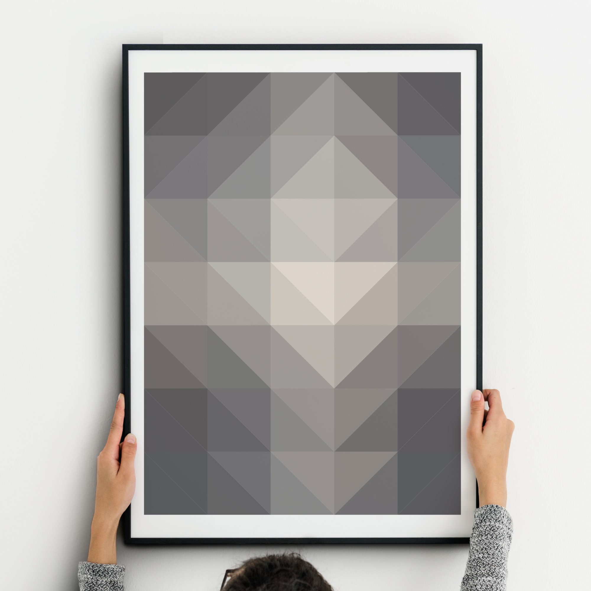 Set of 3 Abstract Geometric Prints | Shades of Grey | Modern Wall Art ...