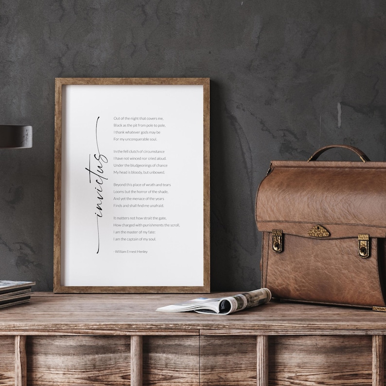 Invictus Script Invictus, by William Ernest Henley Print | Inspirational Poetry ...