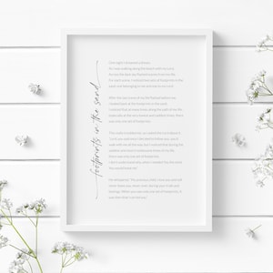 Fußspuren Im Sand Gedicht | Inspirierender Druck | Christliches Gebet | Religiöse Wandkunst | Achtsame Wohnkultur | Ohne Rahmen
