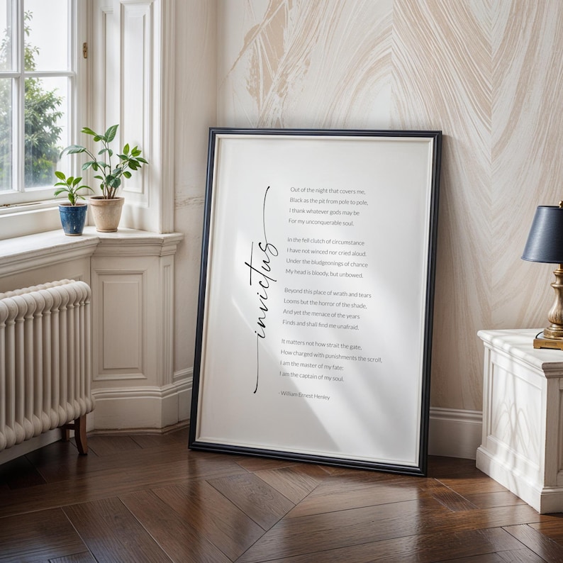 Invictus Script Invictus, by William Ernest Henley Print | Inspirational Poetry ...