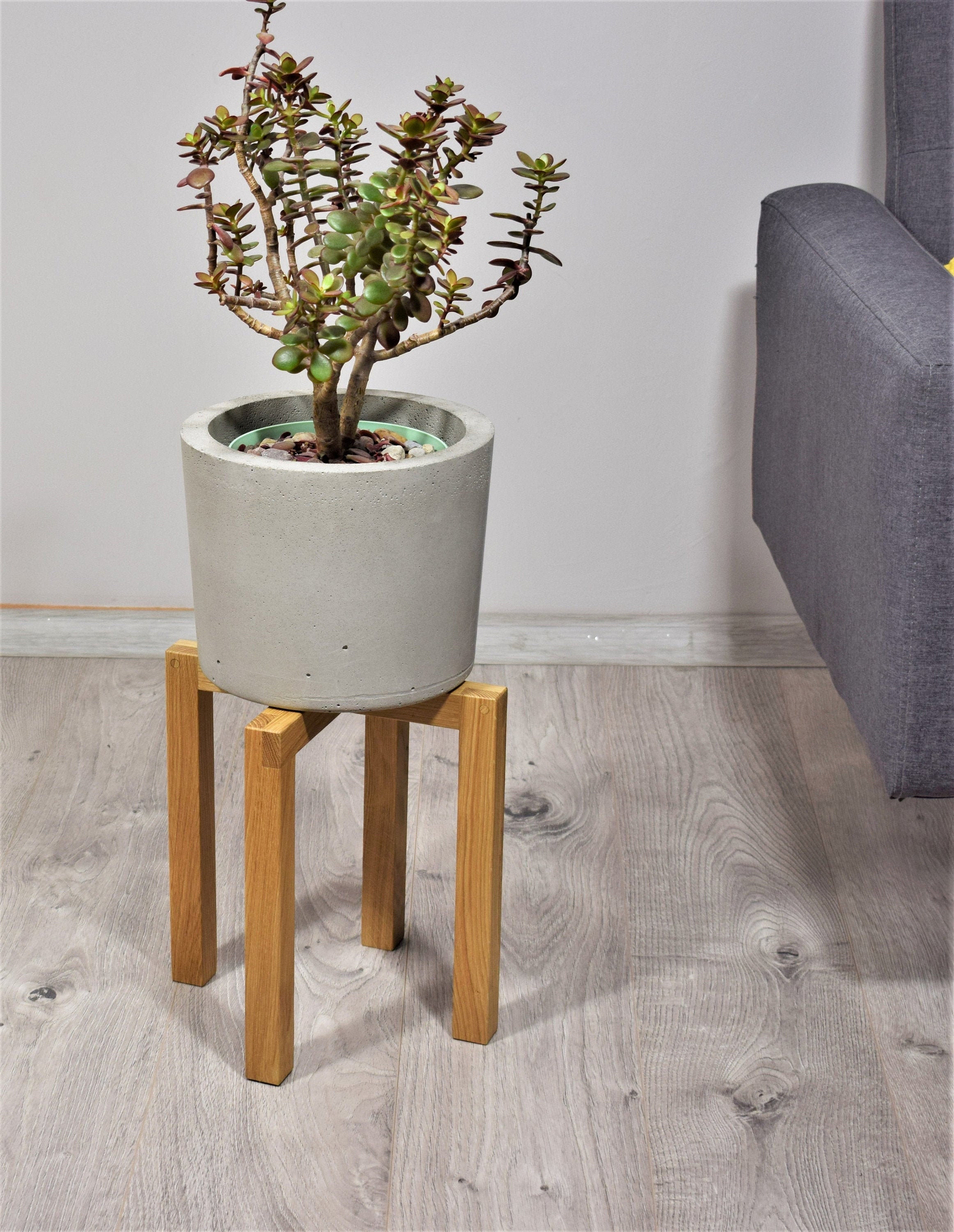 Oak Wood Plant Stand Mid Century Modern Style - Etsy UK