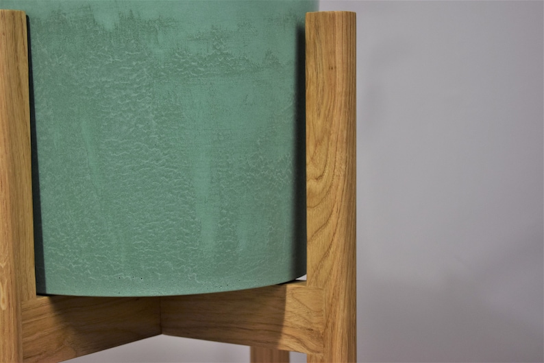 Tall plant stands made of natural oak wood. image 9