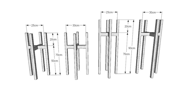 Tall plant stands made of natural oak wood. image 6