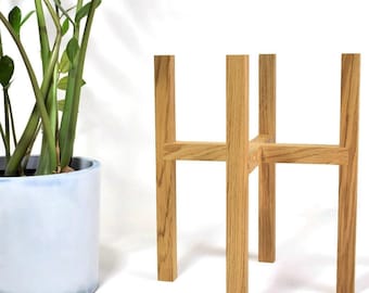 Soporte para plantas de madera, soporte para plantas de roble de diseño minimalista.