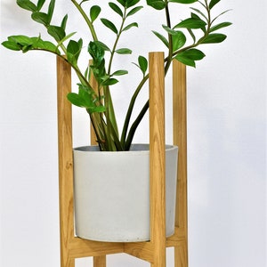 Tall plant stands made of natural oak wood. image 7