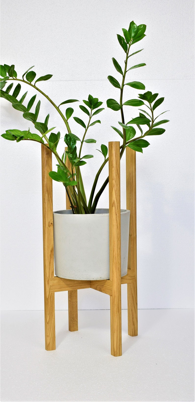 Tall plant stands made of natural oak wood. image 7