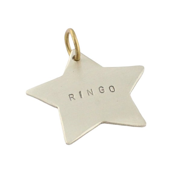 Personalized Dog Tag ID Star for Collar Tag with Stamped Front Name, Back Phone, Text, Address