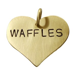 Heart Dog Tag, Hand Stamped Custom Pet ID, Engraved Name & Phone