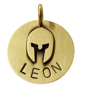 Custom Spartan Dog Tag for Dogs, Engraved Pet ID Tag, Leonidas Warrior Collar Tag, Ancient Greek 300 Design