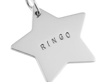 Hundemarke Stern Personalisiert | Messing, Kupfer, Neusilber | Robuste Hunde ID Marke mit Gravur Name & Telefon | Handgestempelt