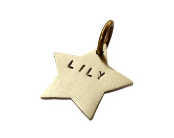 Personalized Small Star Cat Tag ID for Cat Collar Tag with Stamped Front Name, Back Phone