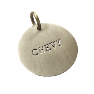 Custom Circle Dog Tag, Engraved Pet ID Tag with name and phone, Engraved Collar Tag for Dogs, Hand Stamped