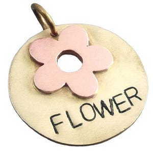 Floral Dog Tag, Custom Engraved Pet ID Tag with name and phone, Engraved Collar Tag for Dogs, Hand Stamped