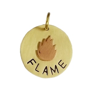 Personalized Flame Dog Tag ID for Collar Tag with Stamped Front Name, Back Phone, Text, Address