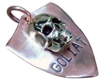 3D Skull Dog Tag, Personalized Pet ID, Handmade Copper Brass