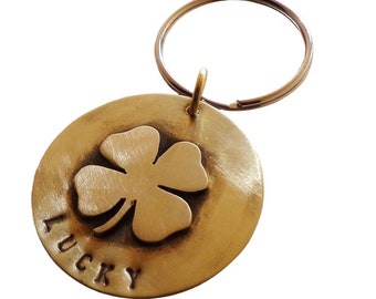 Personalized Shamrock Dog Tag ID Clover for Dog Collar Tag with Stamped Front Name, Back Phone, Text, Address