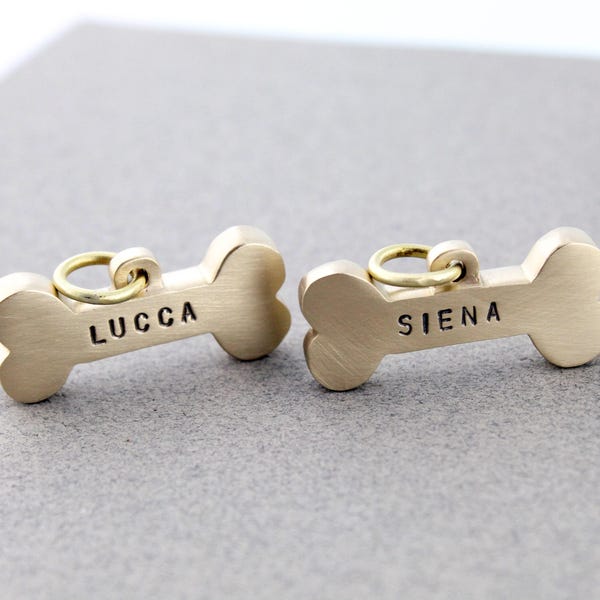 Bone Dog Tag, Custom Brass Engraved Dog ID