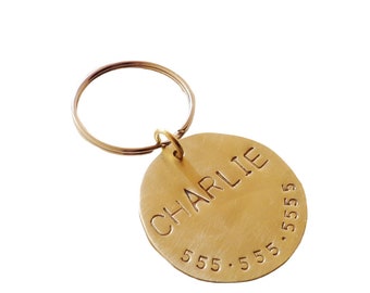 Personalized Dog tag for Collar  with Stamped Front Name, Back Phone, Text, Address