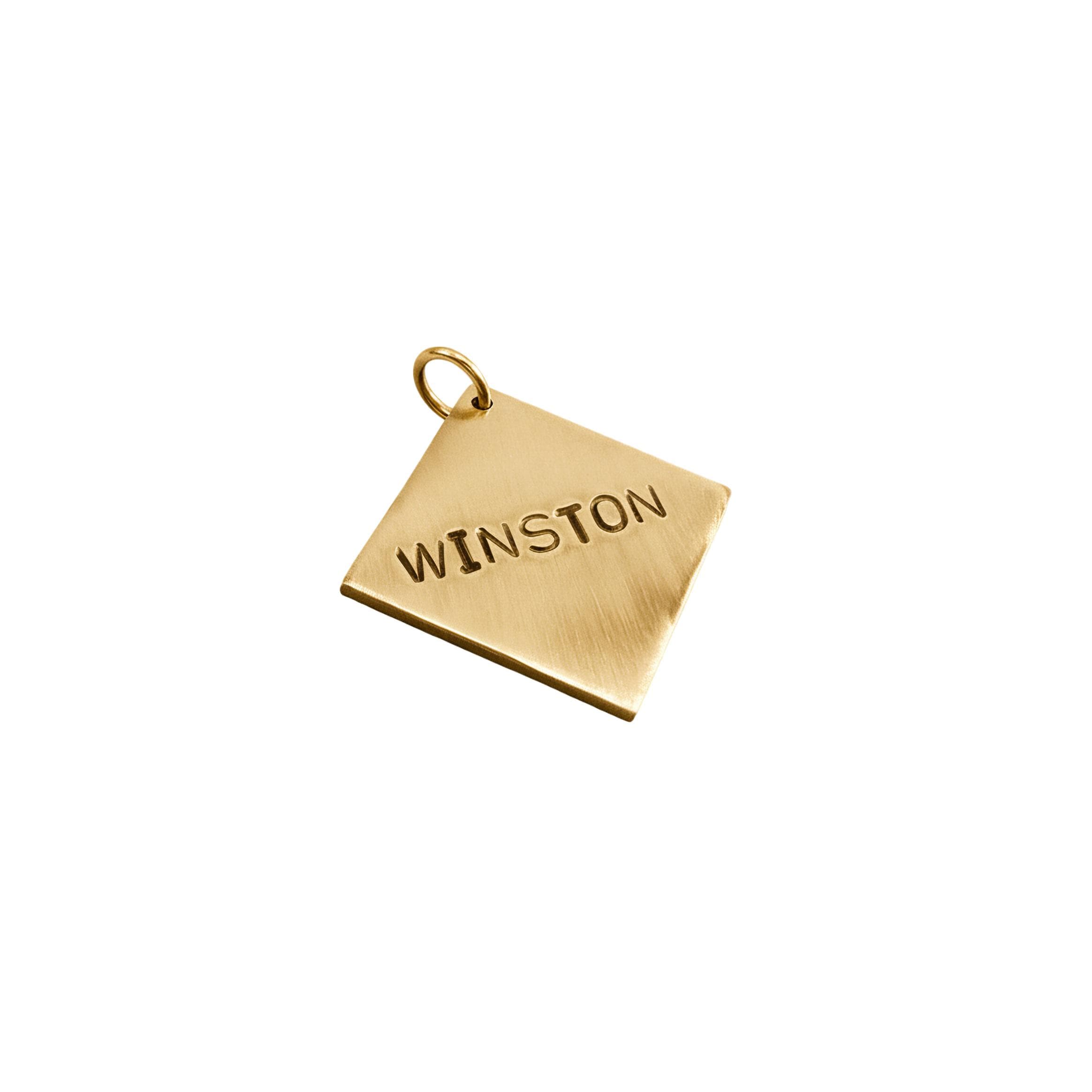 Rhombus Dog Tag, Custom Hand Stamped Pet ID, Brass Copper Silver