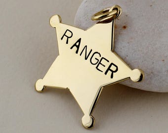 Sheriff Star Dog Tag, Custom Personalized Handmade Pet ID, Western Style