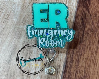 Emergency Room Badge Reel • ER Medic Nurse Emergencies Medical Specialists Glitter • Made to Order You Pick Colors