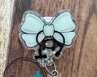 Butterfly Needle Bow Badge Reel • Nurse Hospital RN Office Staff Phlebotomy Gift Girly • Ready to Ship