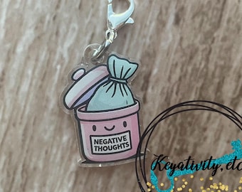 Negative Thoughts Charm • ADD-ON to Badge Reel • Trash Funny Charms Cute Add On Clips Decoration Dangle Gift • Ready to Ship