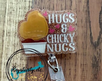 Chicken Nugget Badge Reel • Hugs & Chicky Nugs Valentines Day • Ready to Ship