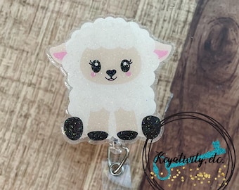 Lamb Badge Reel • Easter Cute Sheep Farm Animal nurse RN hospital doctor office assistant receptionist • Ready to Ship