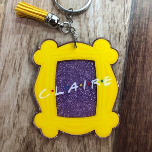 Friends Frame Keychain • How You Doin Monica’s Door Purple Yellow Frame Friends Theme • Made to Order Personalized