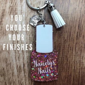 Nail Polish Keychain • Glitter Tassel Key Chain • Made to Order You Choose Colors Gift Nail Artist Tech Manicurist Manicure Custom V2