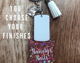 Nail Polish Keychain • Glitter Tassel Key Chain • Made to Order You Choose Colors Gift Nail Artist Tech Manicurist Manicure Custom V2