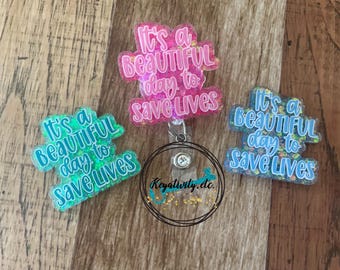 Save Lives Badge Reel • Glitter Nurse RN Gift, Made to Order