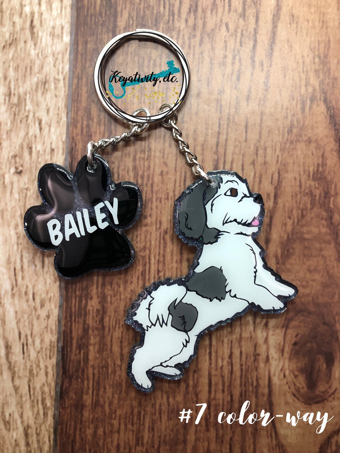 Shih Tzu Keychain Dog Doggie Pup Puppy Glitter Mama Baby Etsy