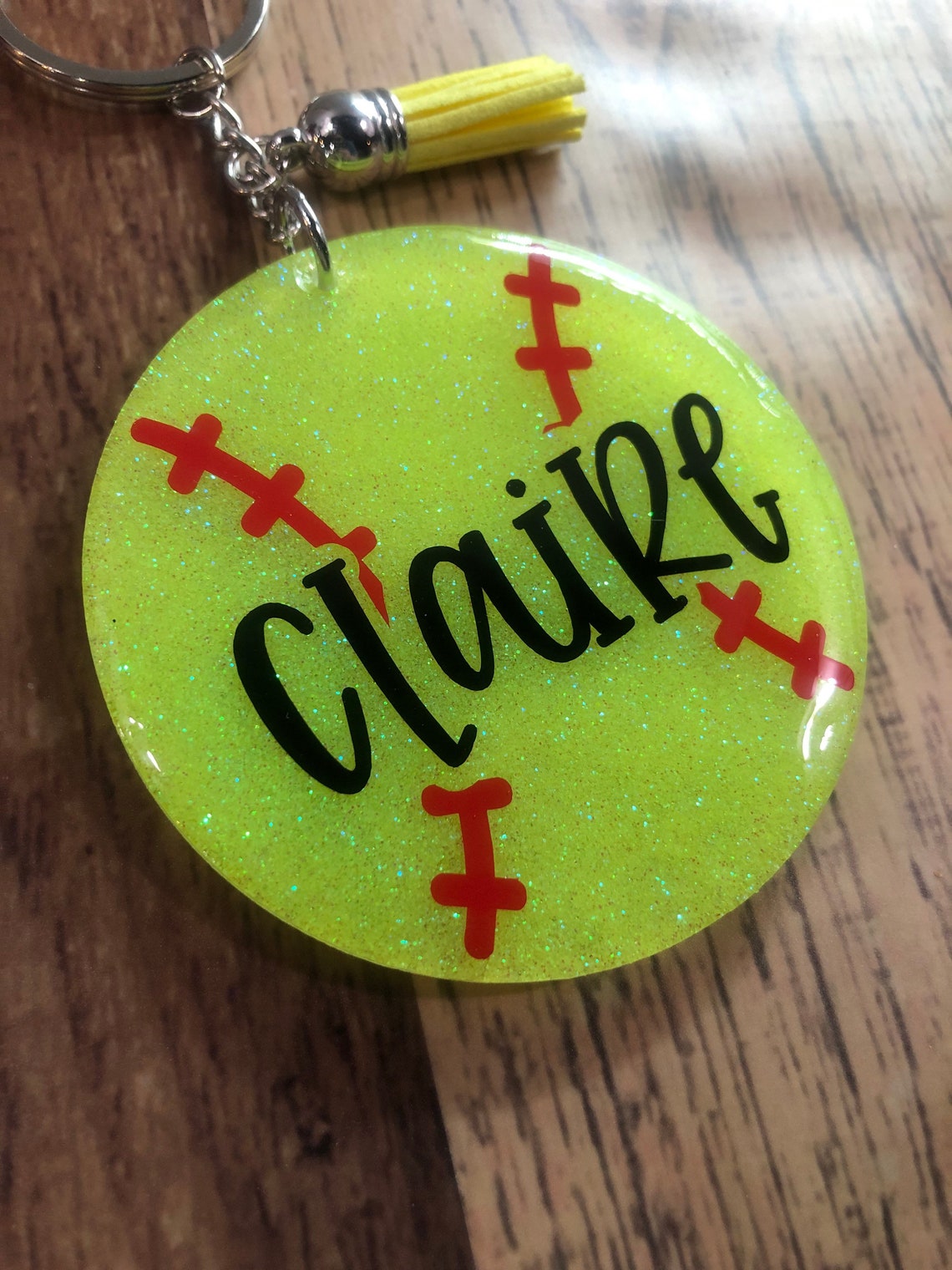 Softball Keychain Made to Order Bat Baseball Ball Play Etsy