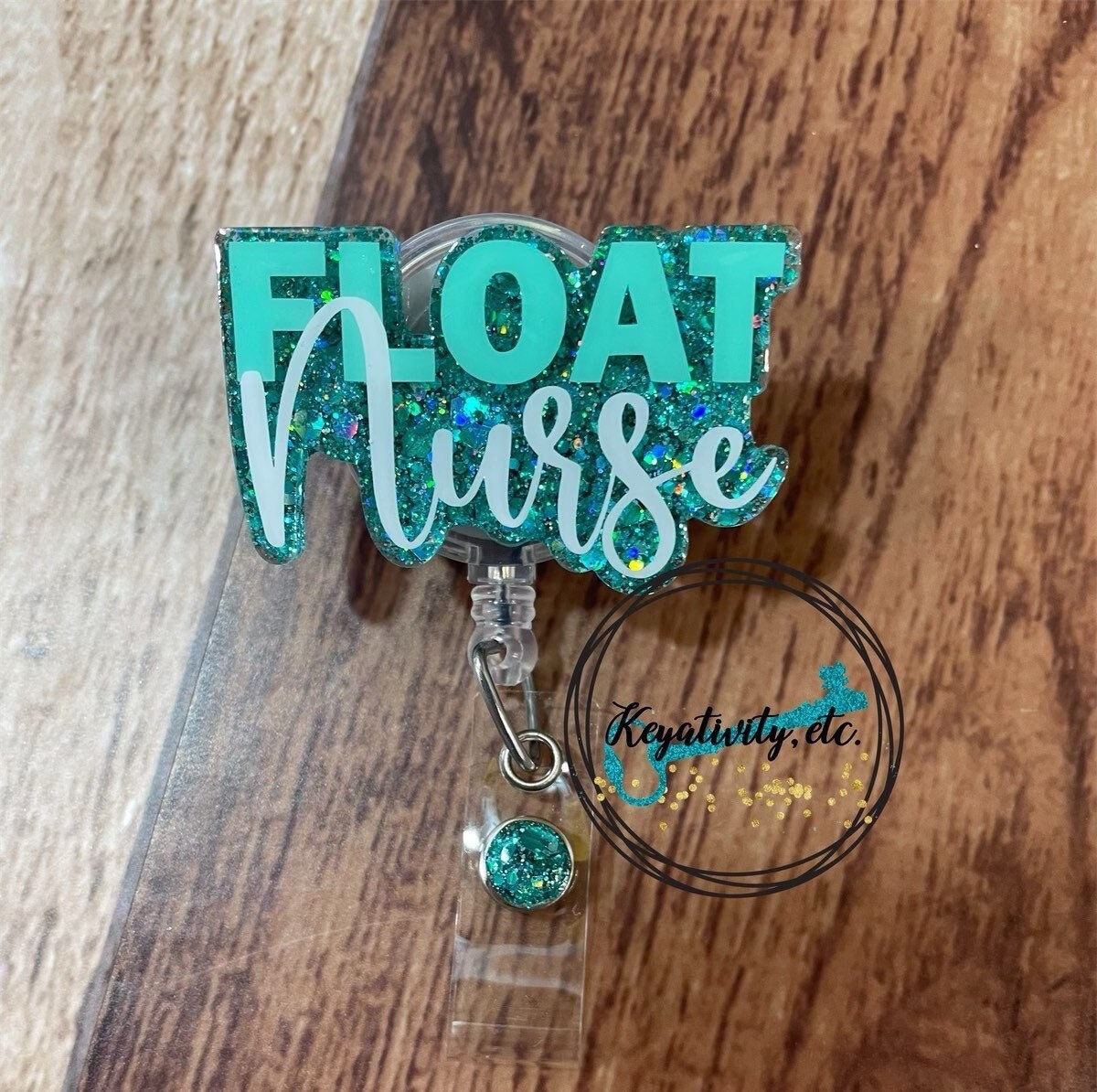Float Nurse Badge Reel Pool Travel Temporary Various Departments RN  Hospital Office Glitter Made to Order You Pick Colors 