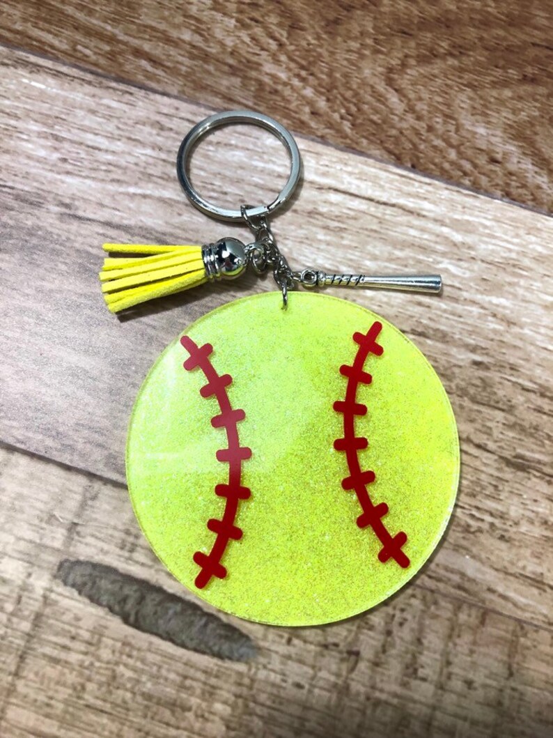 Softball Keychain Made to Order Bat Baseball Ball Play Etsy