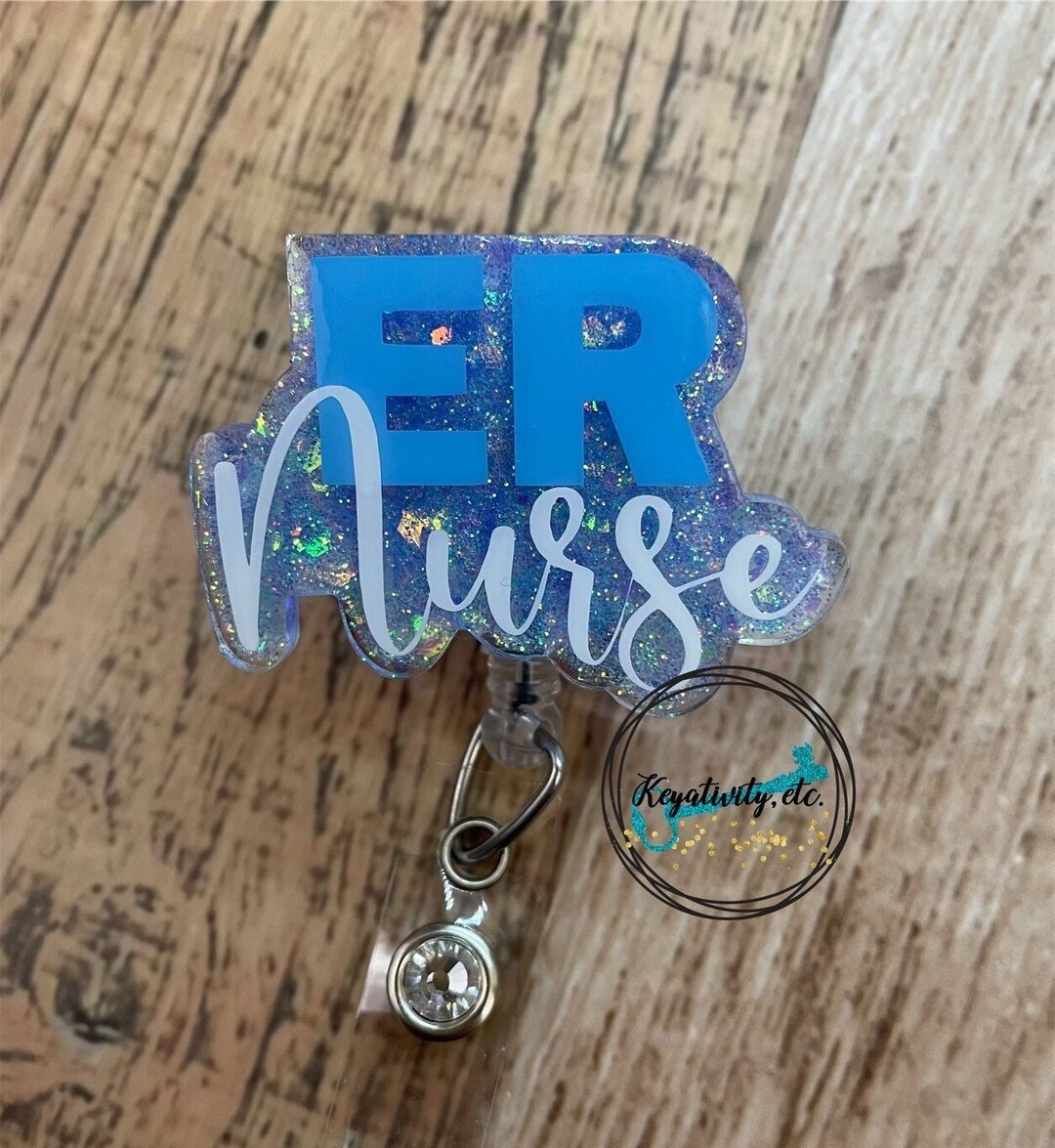 ER Nurse Badge Reel Emergency Room RN Hospital Doctor Office Etsy