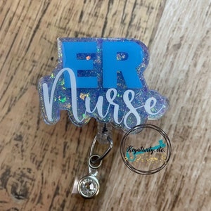 ER Nurse Badge Reel • Emergency Room RN Hospital Doctor Office Glitter • Made to Order You Pick Colors