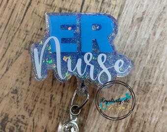 ER Nurse Badge Reel • Emergency Room RN Hospital Doctor Office Glitter • Made to Order You Pick Colors