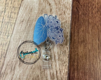 Floral Lungs Badge Reel • Lung Pulmonary Pulmonologist Oncologist Respiratory Specialist Medical Doctor Nurse • Ready to Ship