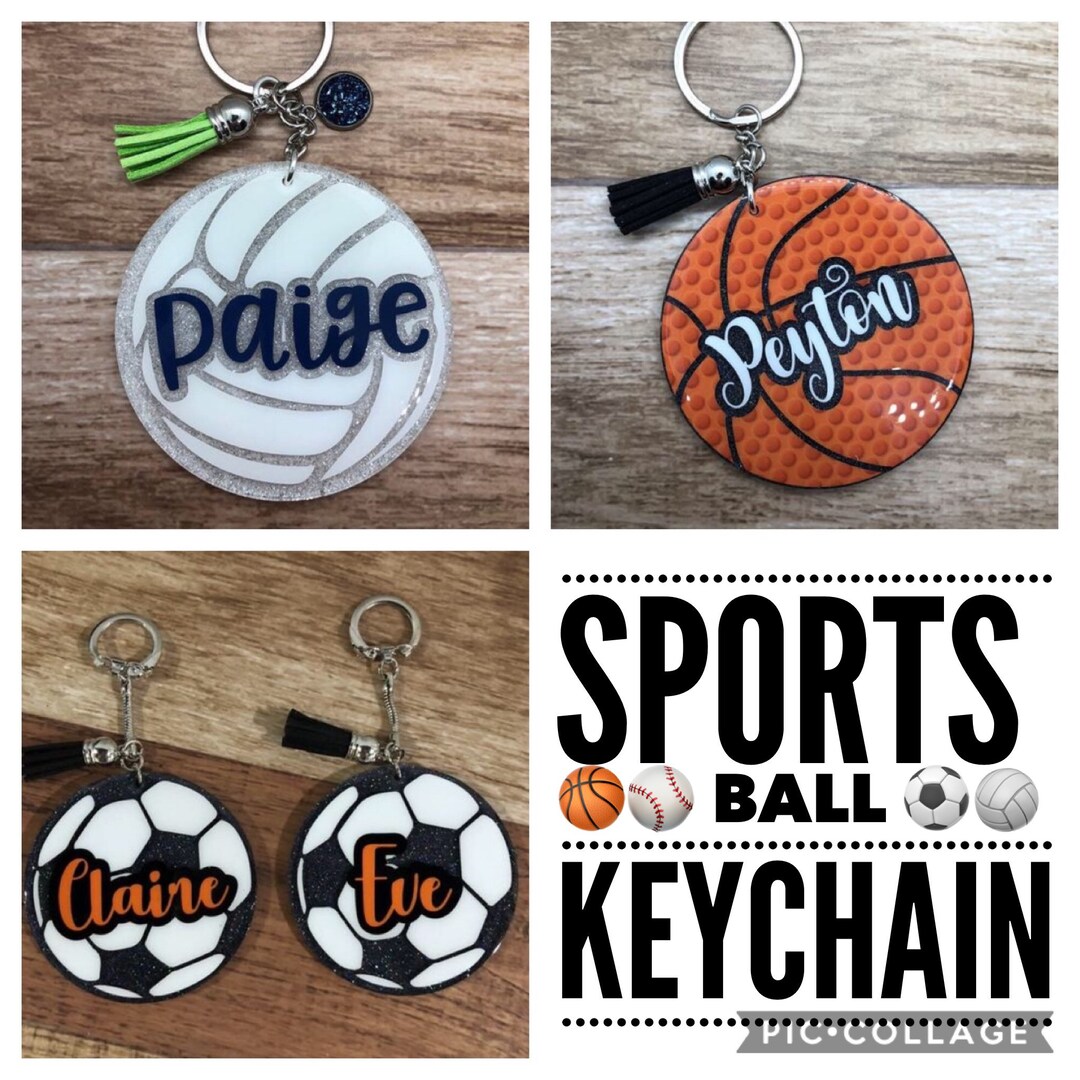 Glitter Sports Keychain • Circle Ball Key Chain Gift Team Logo ...