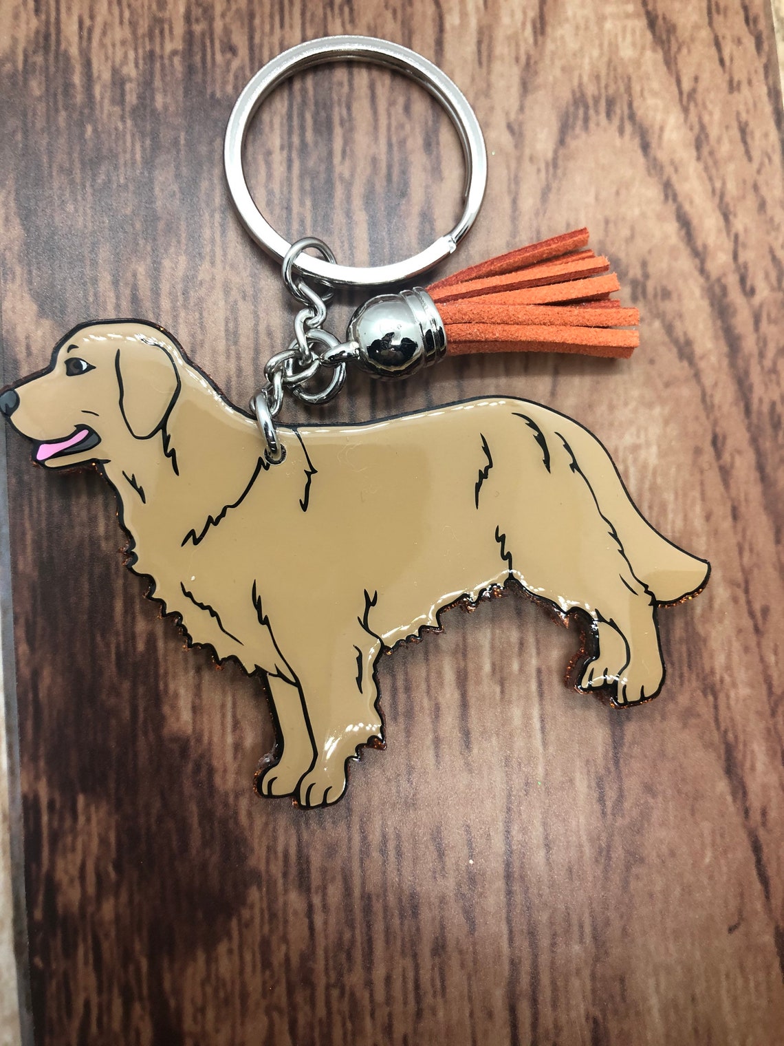 Golden Retriever Keychain Look Alike Match Dog Puppy Glitter | Etsy