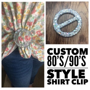CUSTOM Shirt Clip Slide • Clips for Shirt Tunic Clip 80&#39;s 90&#39;s Fashion Scarf Slide Clothing Shirt Tie Circle Clip 2 Inches Wide