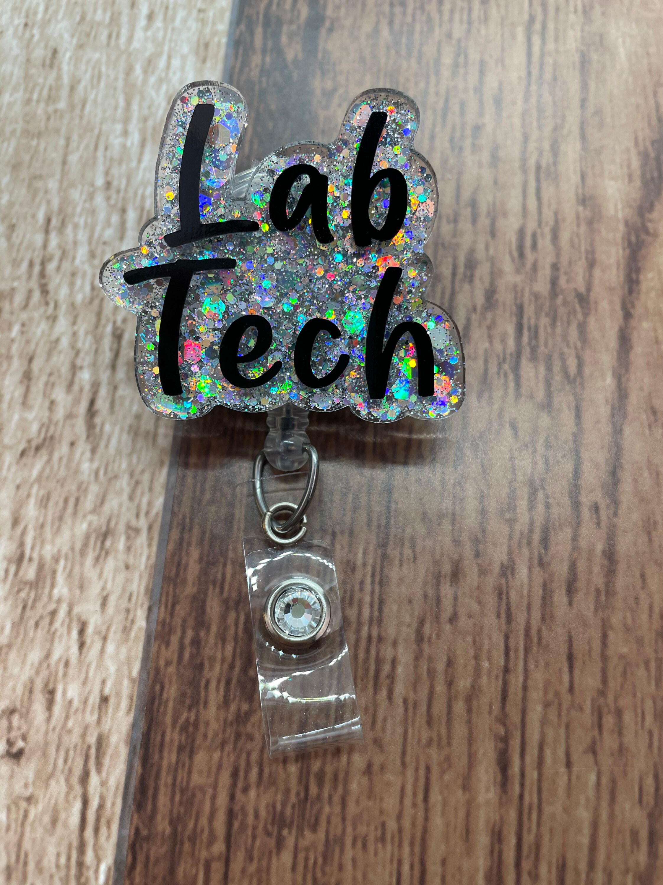 Lab Tech Badge Reel Medical Laboratory Technician Silver Etsy