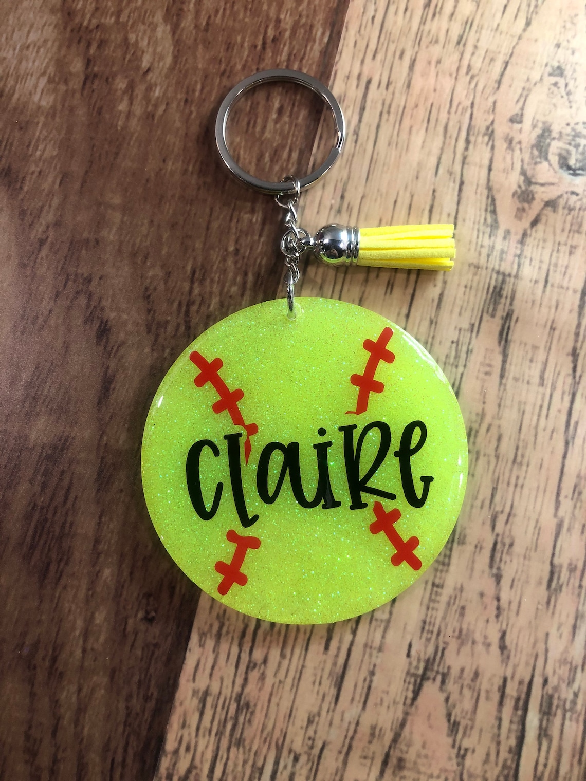 Softball Keychain Made to Order Bat Baseball Ball Play Etsy