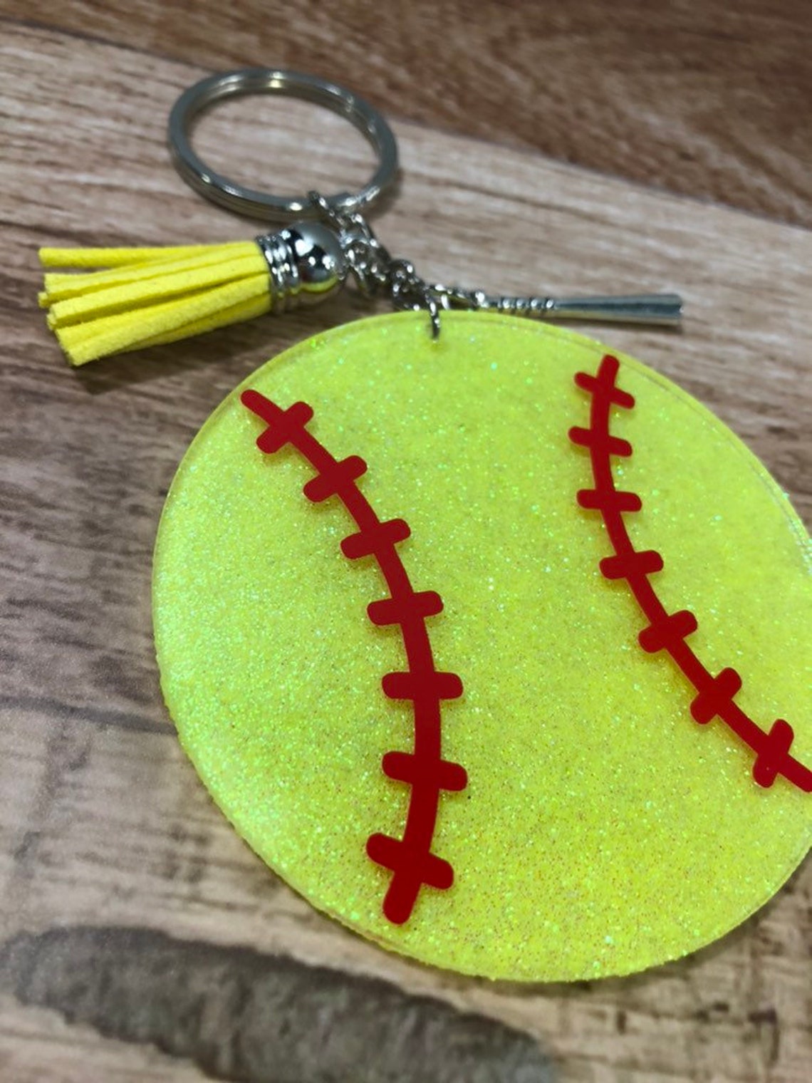 Softball Keychain Made to Order Bat Baseball Ball Play Etsy