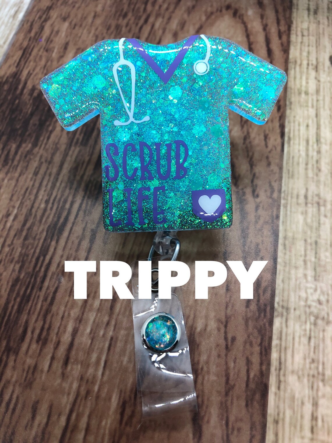 Teal or Blue Scrub Top Badge Reel glitter nurse doctor doc RN | Etsy