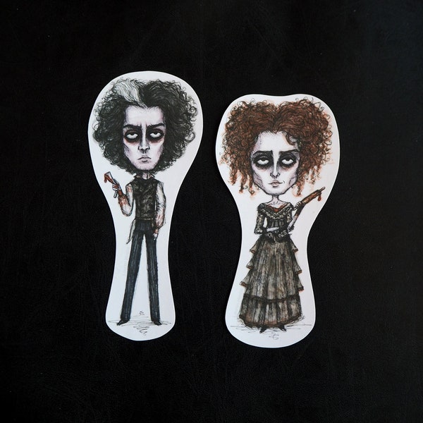 Sweeney Todd and Mrs Lovett Sticker Pack – Johnny Depp, Helena Bonham Carter – Tim Burton Musical Theatre Film, Vinyl Stickers, Gothic Art