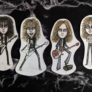 Metallica Sticker Pack – James Hetfield, Lars Ulrich, Kirk Hammett, Cliff Burton – Vinyl Stickers, 80s Thrash Heavy Metal Rock Music